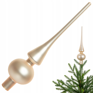 Sklenený vrchnák na vianočný stromček Matný perleťový hrot - 26cm